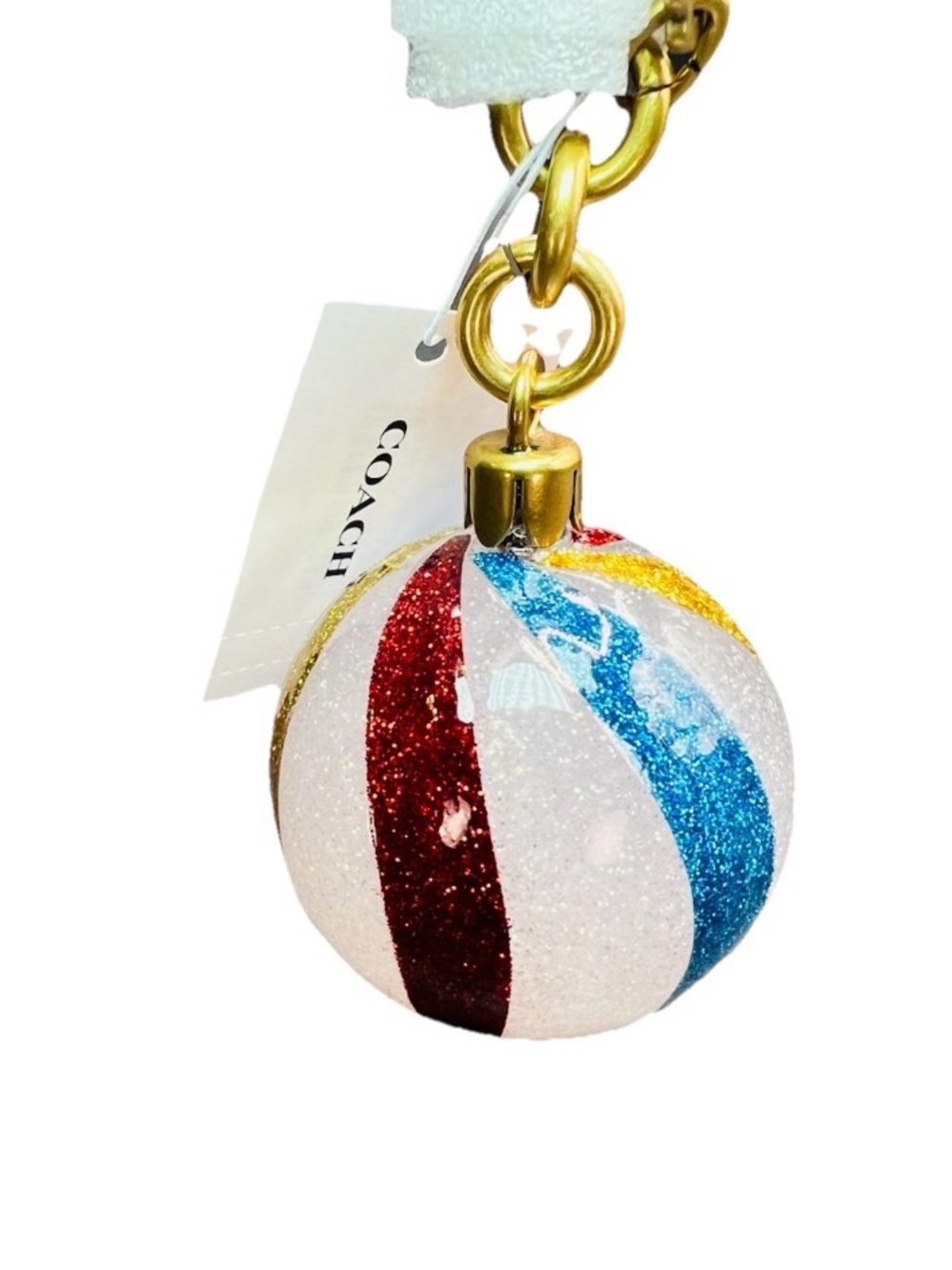 Coach Ornament Bag Charm in Striped Multicolor - NWT - Picture 2 of 6